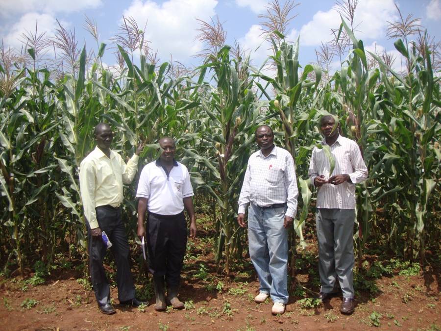 Sam (2nd right), with some of his young charges: Thomas Matonyei (far left) , Edward Saina (2nd left) and Evans Ouma (far right)